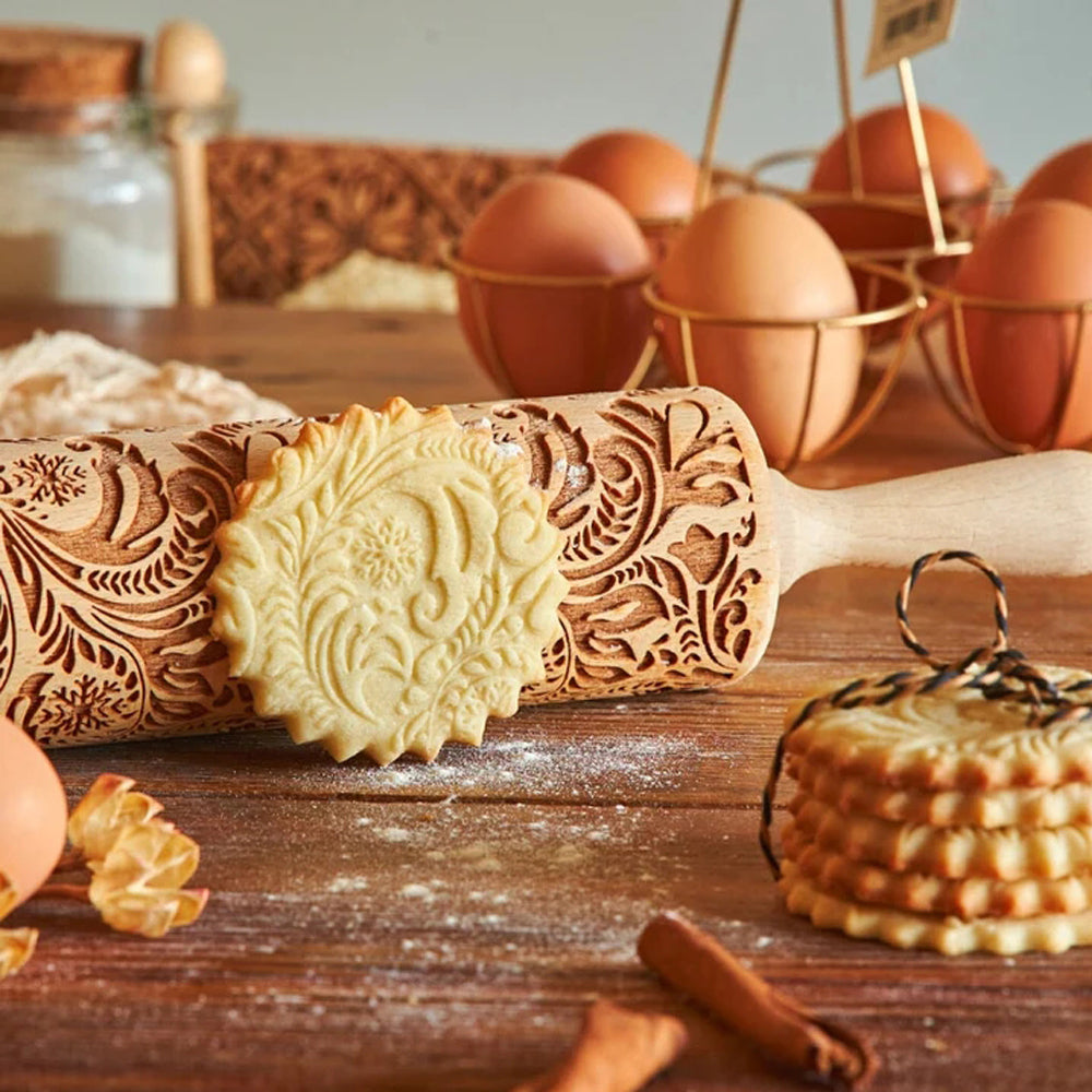 wootswood-rouleau-à-pâtisserie-en-bois-motif-emprinte-pate-biscuit-gateau