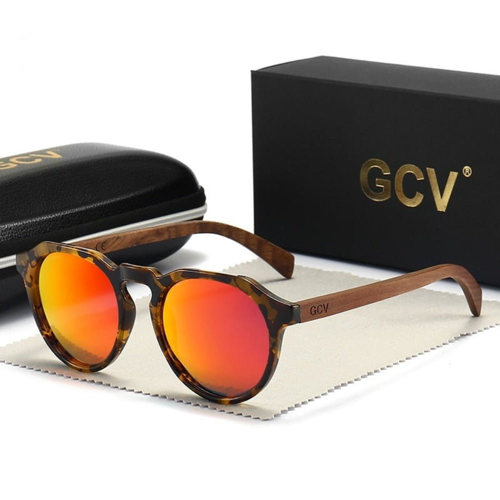 wootswood-lunettes-soleil-polarisées-coffret-monture-léopard-bois-noyer-verres-orange