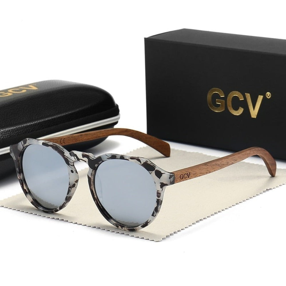 wootswood-lunettes-soleil-polarisées-coffret-monture-léopard-bois-noyer-verres-argent-argentées