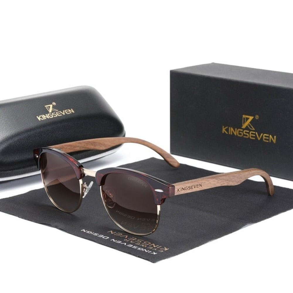wootswood-lunettes-soleil-polarisées-charme-coffret-bois-noyer-verres-lentilles-marron