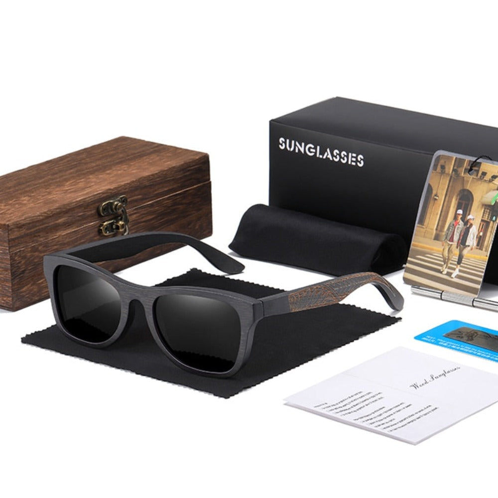 wootswood-lunettes-soleil-polarisées-coffret-bois-bambou-monture-verres-noir