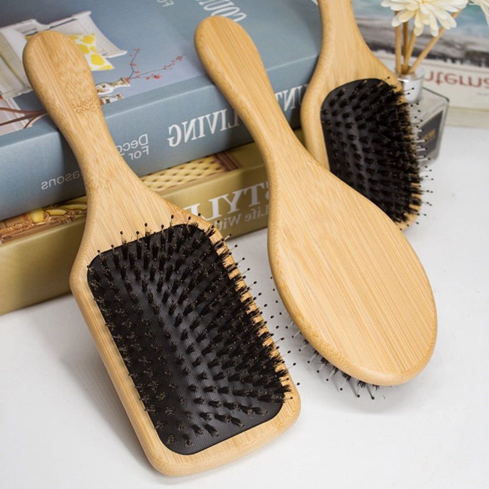 wootswood-brosse a cheveux-antistatique-bambou-sanglier-trois modèles