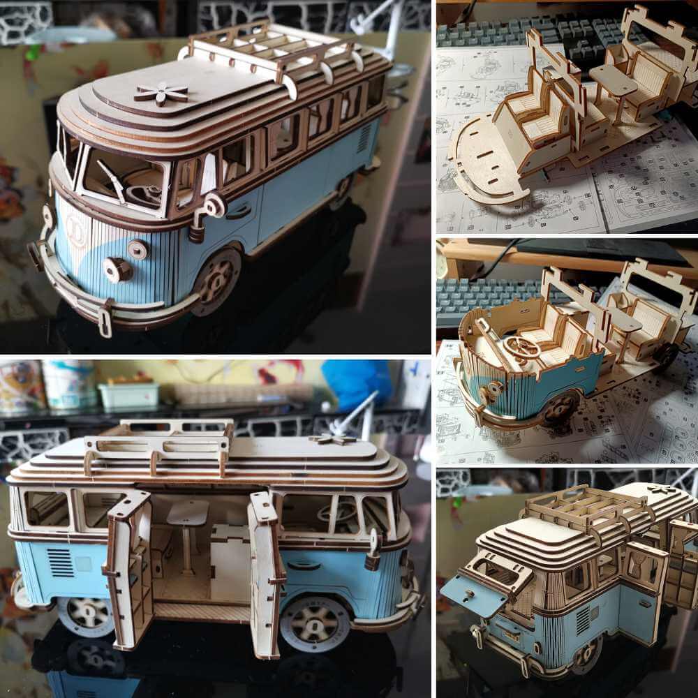 Wootswood-maquette-bois-modélisme-combi-rétro-van-image-montage