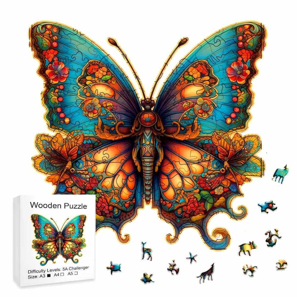 Wootswood-Jigsaw puzzle en bois adulte et enfant - Le papillon doré