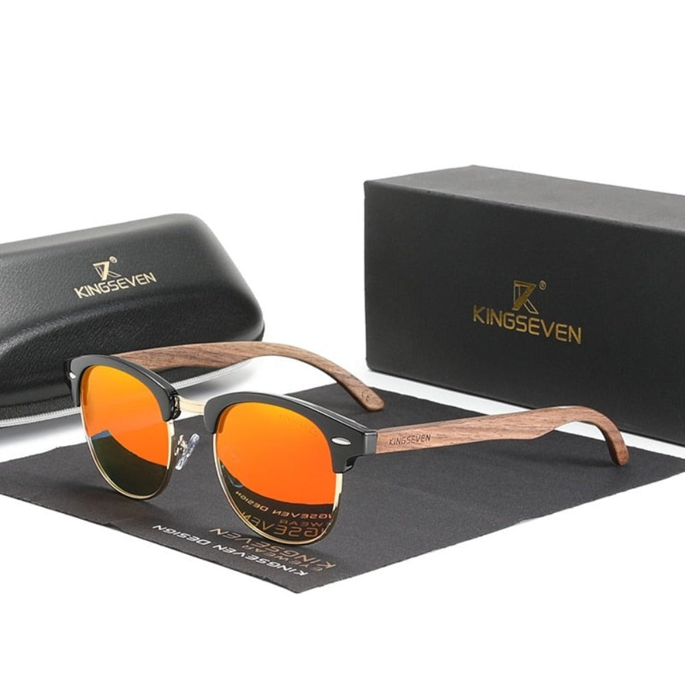 wootswood-lunettes-soleil-polarisées-charme-coffret-bois-noyer-verres-lentilles-orange