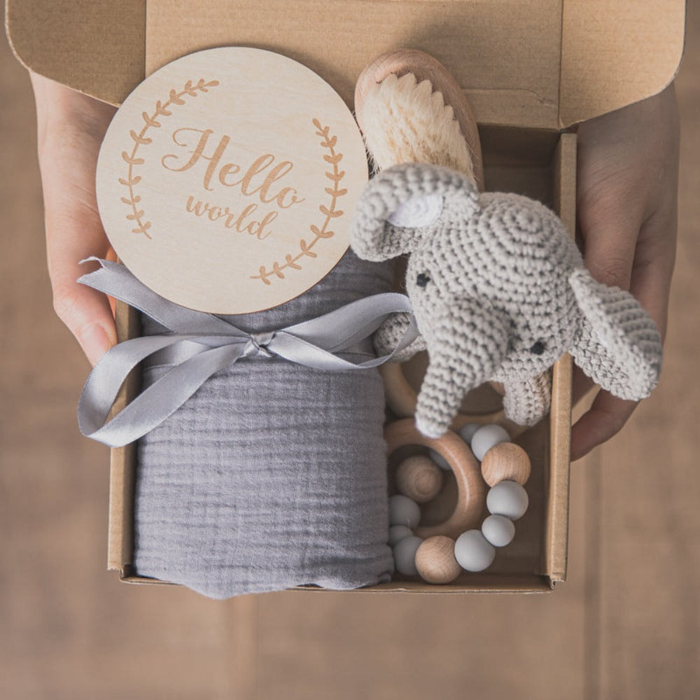 Coffret naissance b b bois et coton