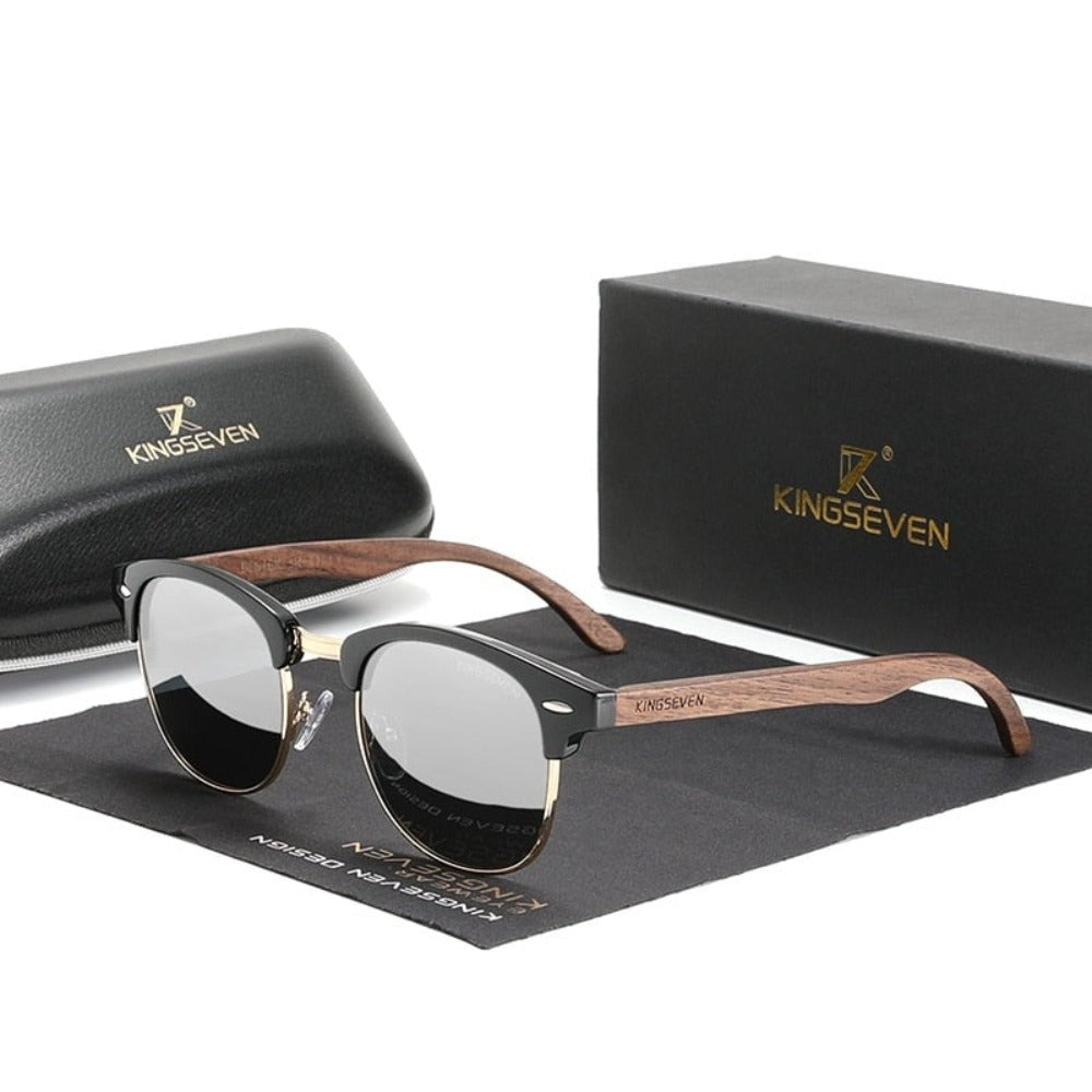 wootswood-lunettes-soleil-polarisées-charme-coffret-bois-noyer-verres-lentilles-argent-argenté