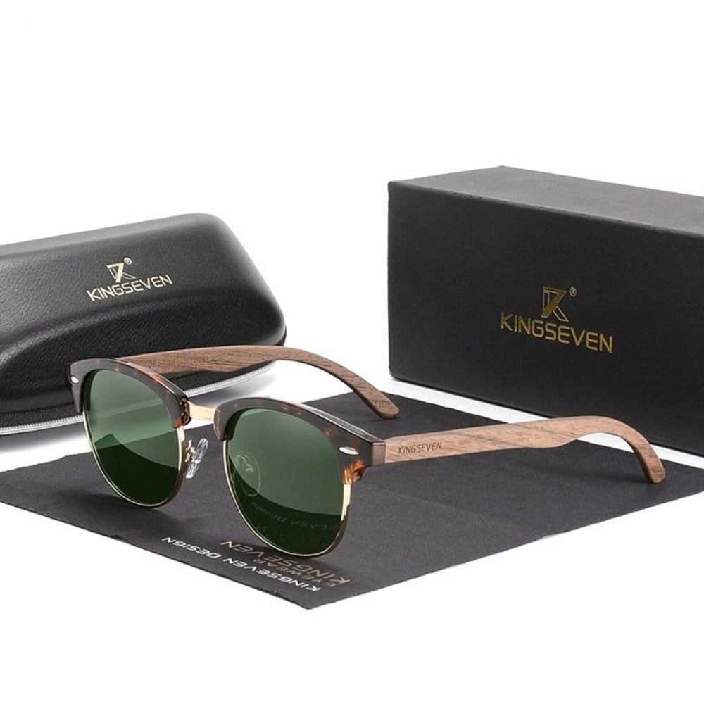 wootswood-lunettes-soleil-polarisées-charme-coffret-bois-noyer-verres-lentilles-vert-verte
