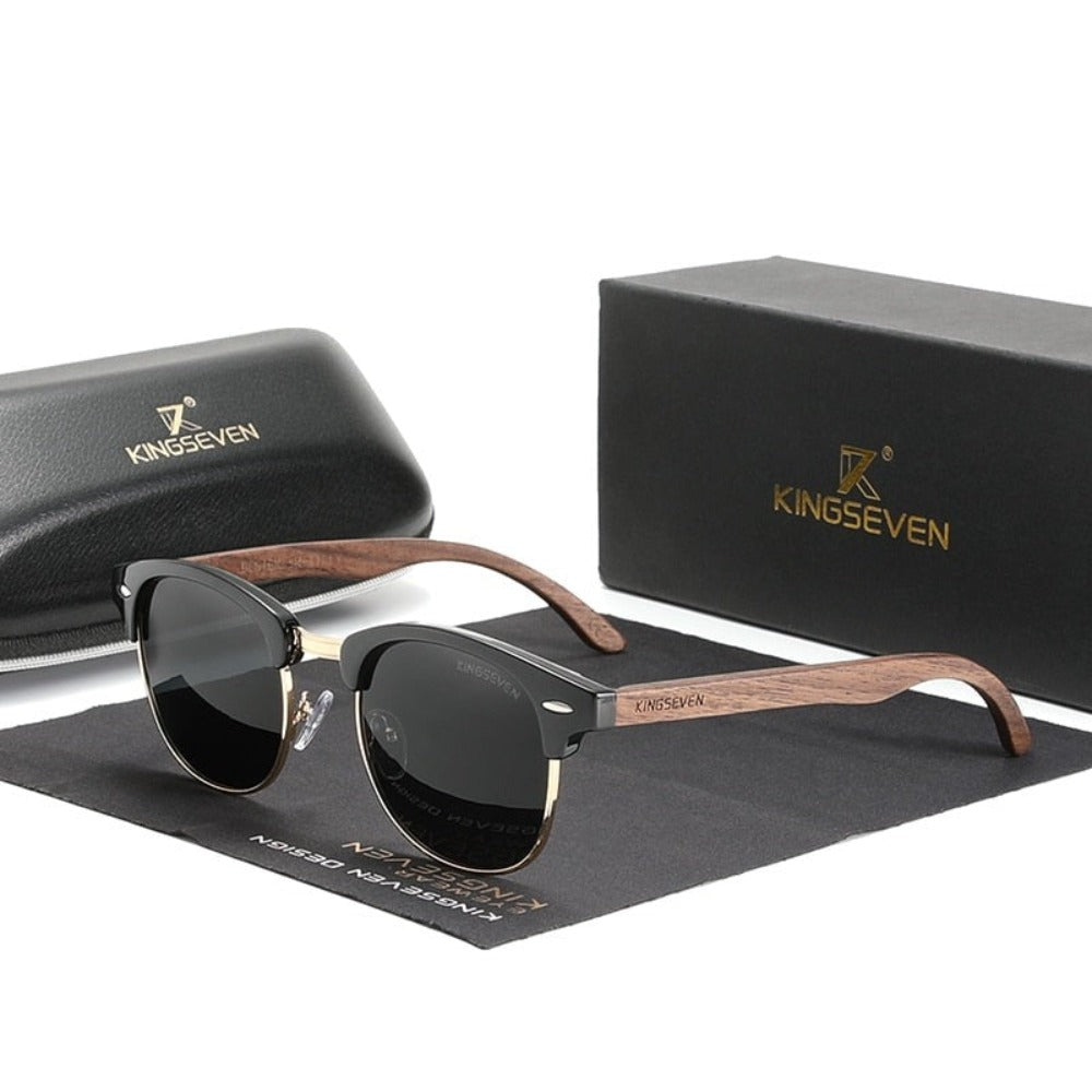 wootswood-lunettes-soleil-polarisées-charme-coffret-bois-noyer-verres-lentilles-noir