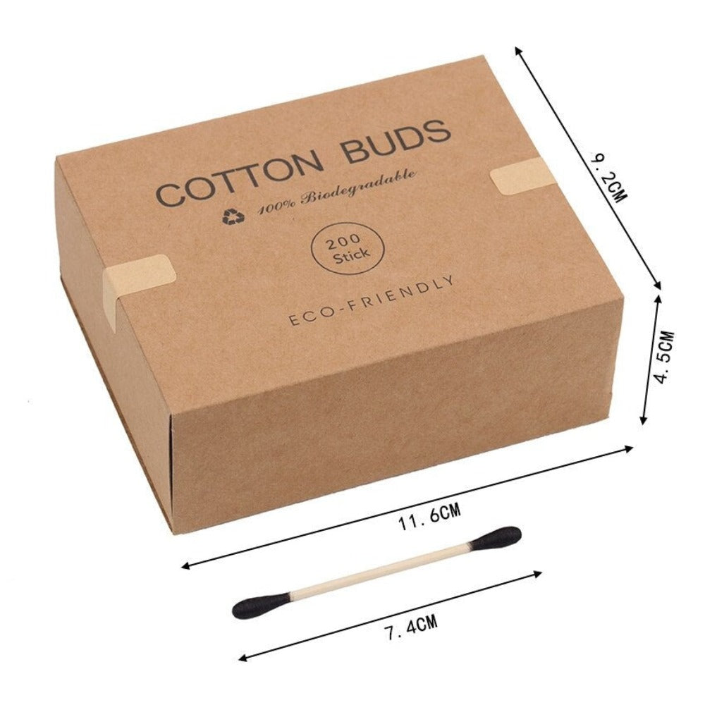800x Coton-Tige en Bambou avec Boîte Biodégradable - 4x Boîte de 200  Bâtonnets