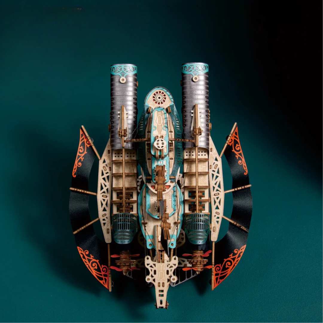 wootswood-nautilus-gris-puzzle-3D-maquette-bateau-vaisseau-steampunk-bois-jules-verne-image3-vue_dessus