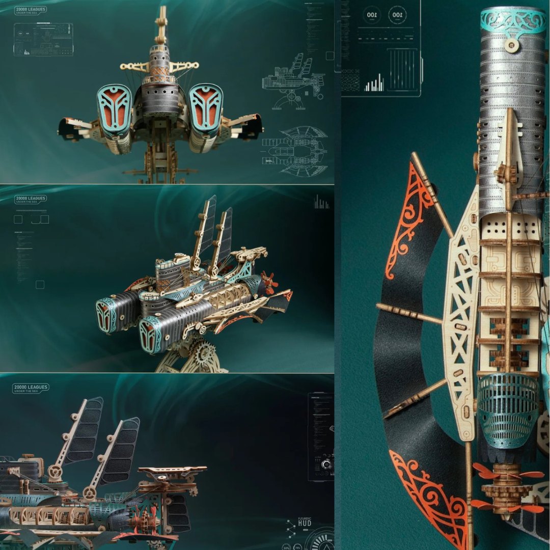 wootswood-nautilus-gris-puzzle-3D-maquette-bateau-vaisseau-steampunk-bois-jules-verne-image6-détail