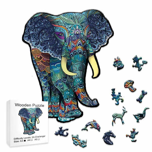 wootswood-puzzles-jigsaw-bois-photo-la-marche-de-l'éléphant-présentation